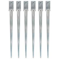 Grondpinnen 6 st 7x7x90 cm gegalvaniseerd staal zilverkleurig - thumbnail