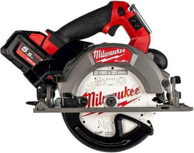 Milwaukee m18 fcsdc165-552c fuel accu cirkelzaag | 165 mm | incl. 2 x m18 hb5.5 accu's en m12-18fc lader | in transportkoffer - 4933499997