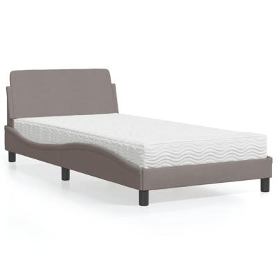 Bed met matras stof taupe 100x200 cm
