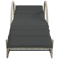 Ligbed met kussen 60x199x42 cm poly rattan lichtgrijs - thumbnail