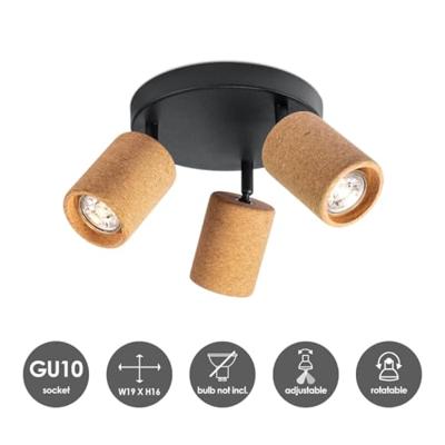 Home sweet home cork LED opbouwspot 3L rond kurk/zwart