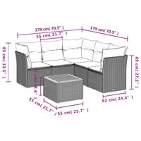 6-delige Loungeset met kussens poly rattan beige - thumbnail