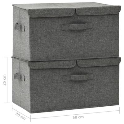 VidaXL Opbergboxen 2 st 50x30x25 cm stof antracietkleurig VidaXL Opbergboxen 2 st 50x30x25 cm stof antracietkleurig