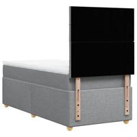 Boxspring met matras stof lichtgrijs 100x200 cm - thumbnail