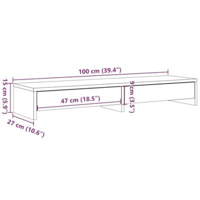 VidaXL Monitorstandaard met lades 100x27x15 cm bewerkt hout betongrijs