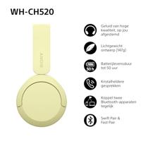 Sony WH-CH520 Draadloze on-ear Bluetooth-koptelefoon, Geluid van hoge kwaliteit, Lichtgewicht ontwerp, Batterijduur tot 50 uur, Snel opladen, EQ, Heldere gesprekskwaliteit, iOS & Android - Geel - thumbnail