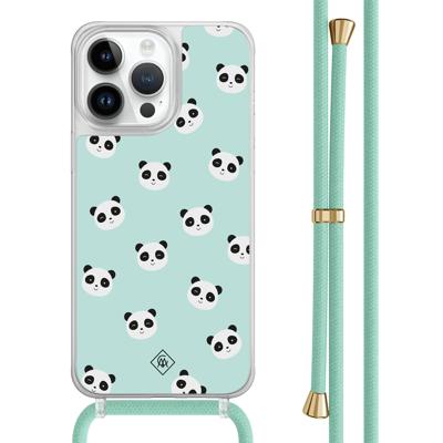 iPhone 13 Pro Max hoesje met mint koord - Panda print iPhone 13 Pro Max hoesje met mint koord - Panda print