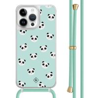 iPhone 13 Pro Max hoesje met mint koord - Panda print - thumbnail