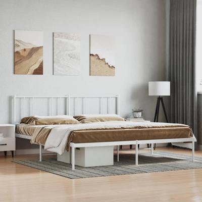 Bedframe met hoofdbord metaal wit 200x200 cm