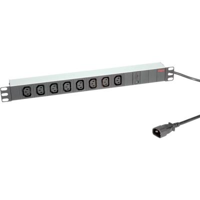 ROLINE 19 stekkerdoos 8-voudig C13 + C14 stekker, 10A, Aluminium, 2 m