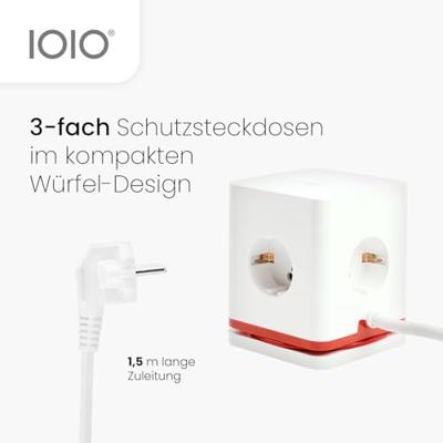 IOIO contactdoos SW1000, 3 stopcontacten en 3 USB-poorten, kubus, wit