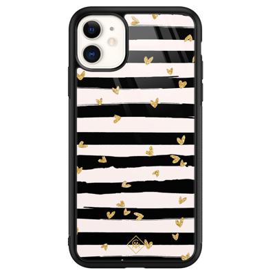 iPhone 11 glazen hardcase - Hart streepjes