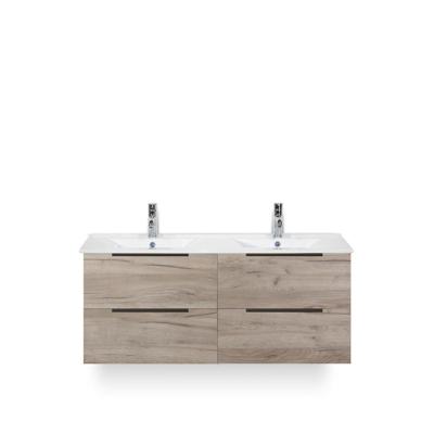 Seville Badmeubelset 120 cm - 4 laden Craft Oak Edge greep - Wastafel Enjoy Dubbel
