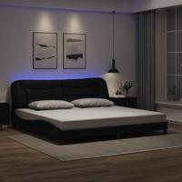 Bedframe met LED zonder matras "Hvar" kunstleer zwart 200x200 cm - thumbnail