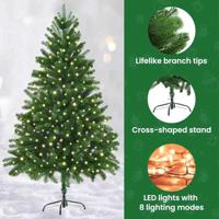 VidaXL Kerstboom met 300 led met standaard groen 180 cm pe - thumbnail