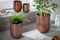 Set van 2 bloempotten FLOWERS XL 20/30cm metaal koper gevlamd - 40905 - thumbnail