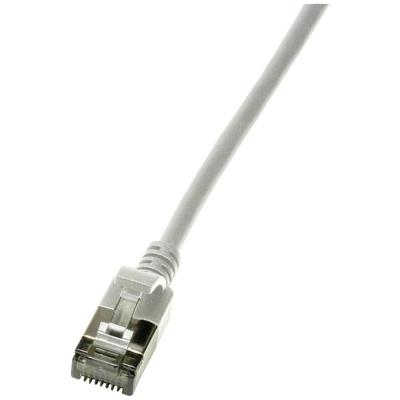 LogiLink CQ9062S RJ45 Netwerkkabel, patchkabel CAT 6A U/FTP 3.00 m Grijs Extreem dun, Vlambestendig, Flexibel, Folie afscherming, Halogeenvrij, Snagless,