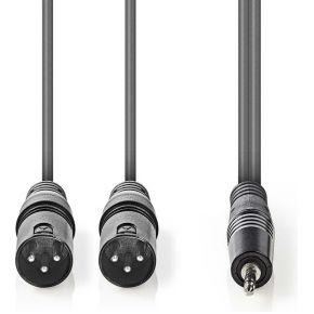 XLR-Audiokabel | 2x XLR 3-pins male - 3,5 mm male | 3,0 m | Grijs XLR-Audiokabel | 2x XLR 3-pins male - 3,5 mm male | 3,0 m | Grijs