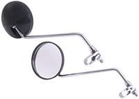 Edge Spiegelset met klem m8 met helder glas - ronde vorm - zwart / chroom - thumbnail