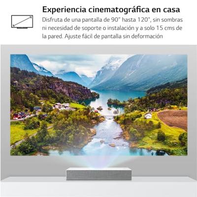 LG CineBeam laserprojector HU85LS Ultra kort voor Home Cinema, 2700 lumen, 4K UHD 2160p, projectie tussen 90-120 inch, LG Smart WebOS 4.5, Bluetooth audio, geïntegreerde luidspreker