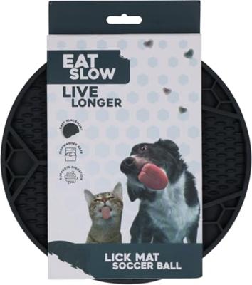 Eat Slow Live Longer Lick Mat Voetbal Grijs