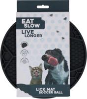 Eat Slow Live Longer Lick Mat Voetbal Grijs - thumbnail