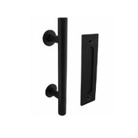 Intersteel Set deurgreep T-model 180mm met schuifdeurkom mat zwart - thumbnail