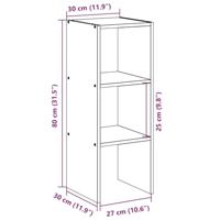 Boekenkast stapelbaar 30x30x80 cm bewerkt hout artisanaal eiken - thumbnail
