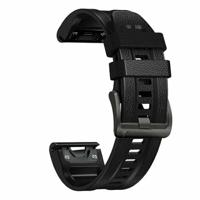 leer + siliconen bandje - Zwart - Garmin Fenix 8 / 8 Pro - 47mm - thumbnail
