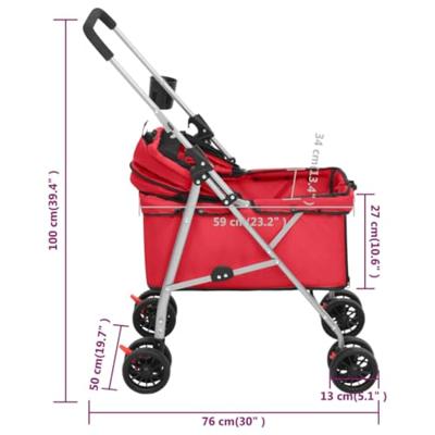 Hondenwagen inklapbaar 76x50x100 cm oxford stof rood