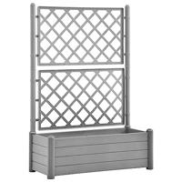 VidaXL Plantenbak met latwerk 100x43x142 cm pp-steen grijs - thumbnail