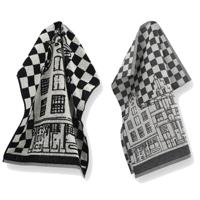 Bunzlau Castle Keuken- en theedoek set Canal Houses Zwart - thumbnail