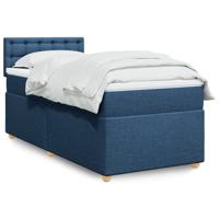 Boxspring met matras stof blauw 90x190 cm - thumbnail