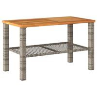 Tuintafel 70x38x42 cm poly rattan en acaciahout grijs - thumbnail