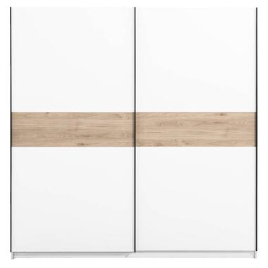 Schuifdeurkast Genua - wit/eikenkleur - 204x200x60 cm - Leen Bakker