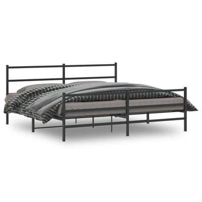 Bedframe met hoofd- en voeteneinde metaal zwart 200x200 cm