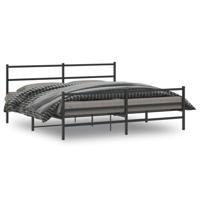 Bedframe met hoofd- en voeteneinde metaal zwart 200x200 cm - thumbnail