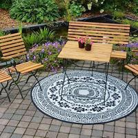 Esschert Design buitenkleed 180 cm zwart en wit oc18 - thumbnail