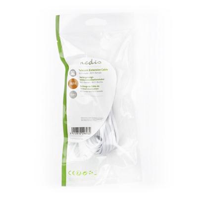 Telecomverlengkabel | RJ11 male - RJ11 female | 5,0 m | Wit