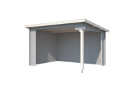 Outdoor Life Lara Blokhut 400x295 cm 28 mm vuren Platinum Grey-Wit gecoat- Lessenaarsdak- - Outdoor Life - thumbnail