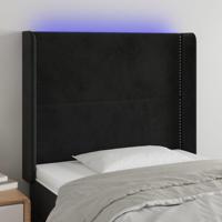 Hoofdbord LED 83x16x118/128 cm fluweel zwart - thumbnail