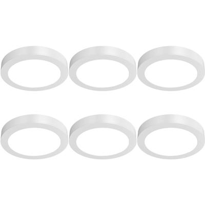 LED Downlight Opbouwspot 6 Stuks - Brinton Thin - 12W 1120lm 120° Bundelhoek - Helder/Koud Wit 6500K - IP40 - Rond - Wit - Ø172mm