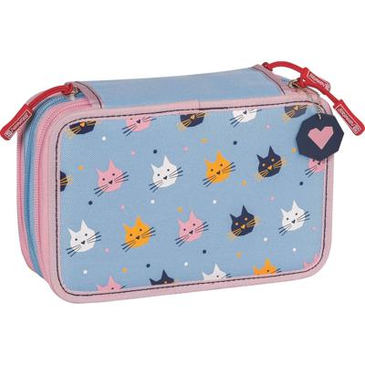Brunnen pennenetui katten 3 vaks 19,5 cm blauw 34 delig Brunnen pennenetui katten 3 vaks 19,5 cm blauw 34 delig