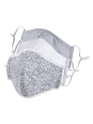 Set van 3 mondkapjes KLiNGEL grijs/wit gedessineerd Set van 3 mondkapjes KLiNGEL grijs/wit gedessineerd