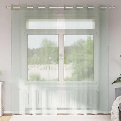 VidaXL Gordijnen voile met doorvoertules 2 st 140x245 cm lichtgrijs