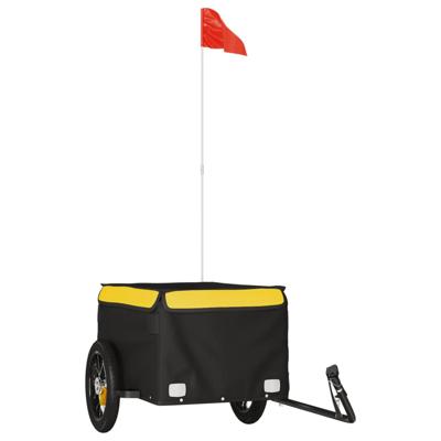 VidaXL Fietstrailer 30 kg ijzer zwart en geel VidaXL Fietstrailer 30 kg ijzer zwart en geel