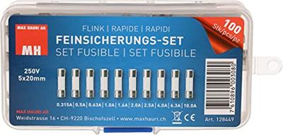 Max Hauri 128449 Buiszekering assortiment (Ø x l) 5 mm x 20 mm Snel -F- Inhoud 100 stuk(s)