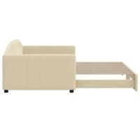 Slaapbank met onderschuifbed 100x200 cm stof crèmekleurig - thumbnail