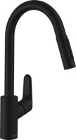 Hansgrohe Focus M41 ééngreeps keukenmengkraan 240 met uittrekbare vuistdouche, 2 straalsoorten, mat zwart - thumbnail