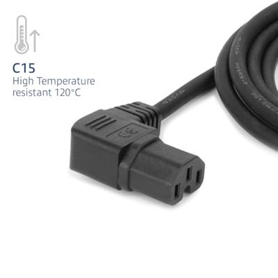ACT Netsnoer C14 - C15 (haaks links) IEC60320 zwart 1.2 m